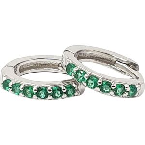 Harfi Women's Emerald May Birthstone Small Silver Huggie Hoops in Green Green One Size Harfi Women's Emerald May Birthstone Small Silver Huggie Hoops in Green Green One Size