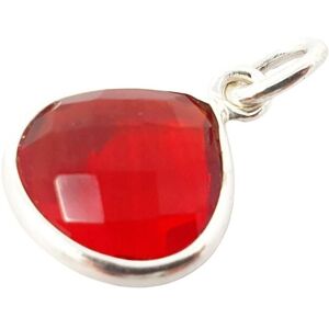 Harfi Women's Garnet January Birthstone Sterling Silver Heart Pendant in Red Red One Size Harfi Women's Garnet January Birthstone Sterling Silver Heart Pendant in Red Red One Size