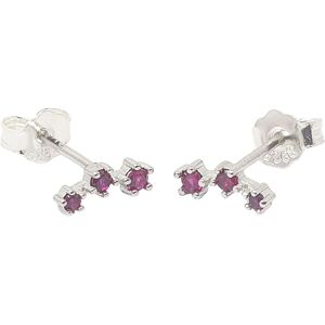 Harfi Women's Minimalist Ruby July Birthstone Climber Silver Earrings in Pink Pink One Size Harfi Women's Minimalist Ruby July Birthstone Climber Silver Earrings in Pink Pink One Size