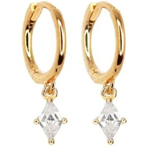 Harfi Women's Delicate Dangle Diamond April Birthstone Hoop Earrings in White White One Size Harfi Women's Delicate Dangle Diamond April Birthstone Hoop Earrings in White White One Size