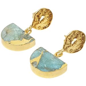 Harfi Women's Aquamarine March Birthstone Statement Hammered Earrings in Gold Gold One Size Harfi Women's Aquamarine March Birthstone Statement Hammered Earrings in Gold Gold One Size