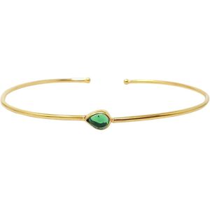 Harfi Women's Gold Plated Minimalist Emerald May Birthstone Bangle Gold One Size Harfi Women's Gold Plated Minimalist Emerald May Birthstone Bangle Gold One Size