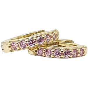 Harfi Women's Pink Tourmaline October Birthstone Huggie Gold Plated Hoop Earrings Pink One Size Harfi Women's Pink Tourmaline October Birthstone Huggie Gold Plated Hoop Earrings Pink One Size