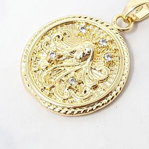 Harfi Women's Virgo Zodiac Gold Plated Round Crystal Pendant Charm Gold One Size Harfi Women's Virgo Zodiac Gold Plated Round Crystal Pendant Charm Gold One Size