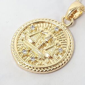 Harfi Women's Libra Zodiac Gold Plated Round Pendant Charm Gold One Size Harfi Women's Libra Zodiac Gold Plated Round Pendant Charm Gold One Size