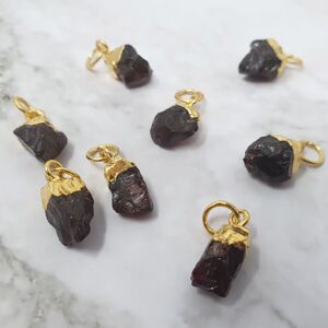 Harfi Women's Garnet January Birthstone Raw Gold Plated Pendant Charm Gold One Size Harfi Women's Garnet January Birthstone Raw Gold Plated Pendant Charm Gold One Size