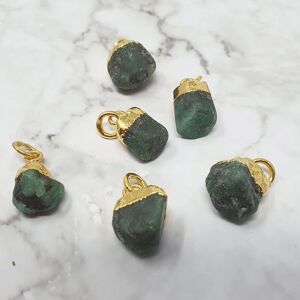 Harfi Women's Raw Emerald Gold Plated May Birthstone Pendant in Green Green One Size Harfi Women's Raw Emerald Gold Plated May Birthstone Pendant in Green Green One Size
