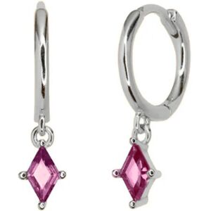 Harfi Women's Ruby July Birthstone Silver Delicate Dangle Hoops in Pink Pink One Size Harfi Women's Ruby July Birthstone Silver Delicate Dangle Hoops in Pink Pink One Size