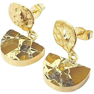 Harfi Women's Hammered Citrine November Birthstone Statement Earrings in Gold Gold One Size Harfi Women's Hammered Citrine November Birthstone Statement Earrings in Gold Gold One Size