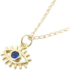 Harfi Women's Mini Evil Eye Dark Blue Gold Plated Charm Necklace Size: 18 inches Gold 18 inches Harfi Women's Mini Evil Eye Dark Blue Gold Plated Charm Necklace Size: 18 inches Gold 18 inches