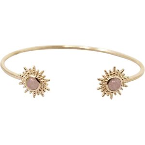 Harfi Women's Rose Quartz October Birthstone Sunburst Bangle in Gold Size: 7.5 inches Gold 7.5 inches Harfi Women's Rose Quartz October Birthstone Sunburst Bangle in Gold Size: 7.5 inches Gold 7.5 inches