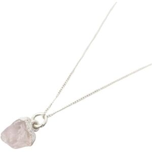 Harfi Women's Raw Rose Quartz October Birthstone Sterling Silver Necklace Size: 18 inches Silver 18 inches Harfi Women's Raw Rose Quartz October Birthstone Sterling Silver Necklace Size: 18 inches Silver 18 inches