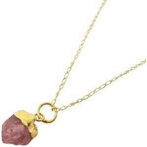Harfi Women's Raw Pink Tourmaline October Birthstone Gold Plated Charm Necklace Size: 18 inches Gold 18 inches Harfi Women's Raw Pink Tourmaline October Birthstone Gold Plated Charm Necklace Size: 18 inches Gold 18 inches