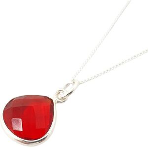 Harfi Women's Garnet January Birthstone Silver Pendant Necklace Size: 18 inches Silver 18 inches Harfi Women's Garnet January Birthstone Silver Pendant Necklace Size: 18 inches Silver 18 inches
