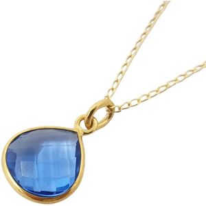 Harfi Women's Blue Topaz December Birthstone Charm Gold Vermeil Necklace Size: 18 inches Gold 18 inches Harfi Women's Blue Topaz December Birthstone Charm Gold Vermeil Necklace Size: 18 inches Gold 18 inches