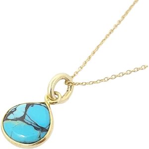 Harfi Women's 18ct Gold Vermeil Plated Tibetan Turquoise December Birthstone Charm Necklace Size: 18 inches Gold 18 inches Harfi Women's 18ct Gold Vermeil Plated Tibetan Turquoise December Birthstone Charm Necklace Size: 18 inches Gold 18 inches