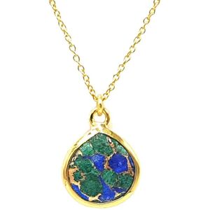 Harfi Women's 18ct Gold Vermeil Plated Azurite & Malachite Necklace Size: 18 inches Gold 18 inches Harfi Women's 18ct Gold Vermeil Plated Azurite & Malachite Necklace Size: 18 inches Gold 18 inches