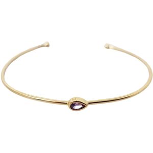 Harfi Women's 18ct Gold Plated Amethyst February Birthstone Bangle Birthstone Bangle Gold One Size Harfi Women's 18ct Gold Plated Amethyst February Birthstone Bangle Birthstone Bangle Gold One Size