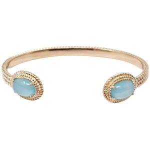 Harfi Women's 18ct Gold Plated Blue Agate Bangle Gold One Size Harfi Women's 18ct Gold Plated Blue Agate Bangle Gold One Size