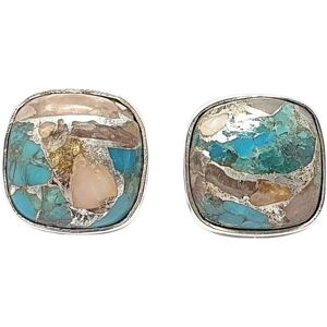 Harfi Women's Opal Turquoise Sterling Silver Gemstone Stud Earrings in Gold Gold One Size Harfi Women's Opal Turquoise Sterling Silver Gemstone Stud Earrings in Gold Gold One Size
