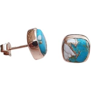 Harfi Women's Rose Gold Vermeil Plated Opal & Turquoise Gemstone Stud Earrings Gold One Size Harfi Women's Rose Gold Vermeil Plated Opal & Turquoise Gemstone Stud Earrings Gold One Size