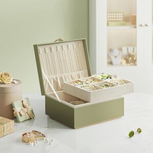 SONGMICS Two Layer Jewellery Box with Handle & Removable Tray in Light Green Light Green SONGMICS Two Layer Jewellery Box with Handle & Removable Tray in Light Green Light Green