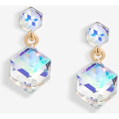 Jon Richard Women's Radiance Collection Rose Gold Plated Aurora Borealis Cube Drop Earrings Multicolor One Size Jon Richard Women's Radiance Collection Rose Gold Plated Aurora Borealis Cube Drop Earrings Multicolor One Size