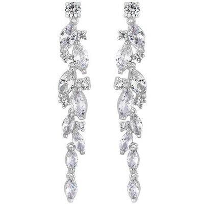 Jon Richard Women's Rhodium Plate Cubic Zirconia Bridal Earrings in Silver Silver One Size Jon Richard Women's Rhodium Plate Cubic Zirconia Bridal Earrings in Silver Silver One Size