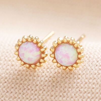 Lisa Angel Women's Pink Opal Flower Stud Earrings in Gold in Pale Pink Pale Pink One Size Lisa Angel Women's Pink Opal Flower Stud Earrings in Gold in Pale Pink Pale Pink One Size