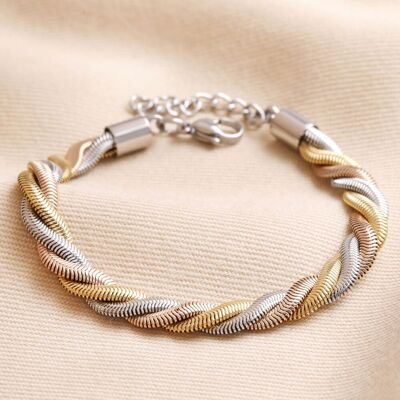 Lisa Angel Women's Mixed Metal Stainless Steel Chunky Triple Snake Chain Bracelet in Silver Silver One Size Lisa Angel Women's Mixed Metal Stainless Steel Chunky Triple Snake Chain Bracelet in Silver Silver One Size