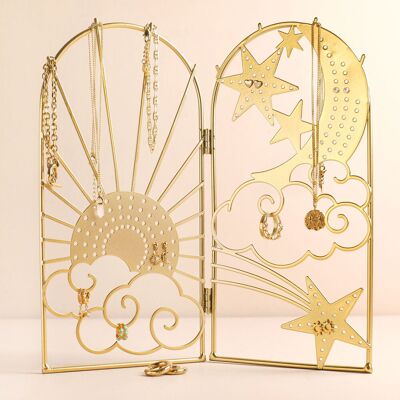 Lisa Angel Women's Celestial Metal Folding Jewellery Stand in Gold Gold Lisa Angel Women's Celestial Metal Folding Jewellery Stand in Gold Gold
