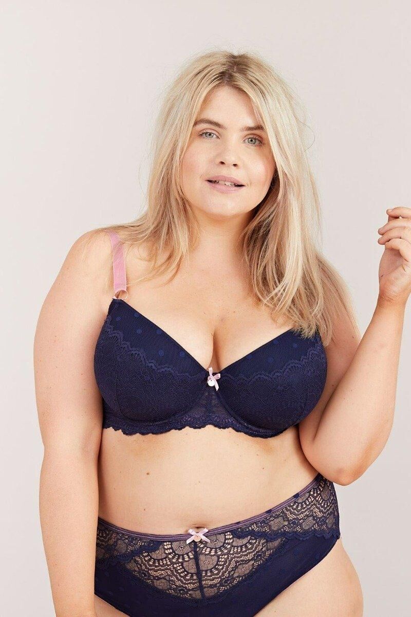 Oola Lingerie Oola Spot And Lace Padded Balconette Bra