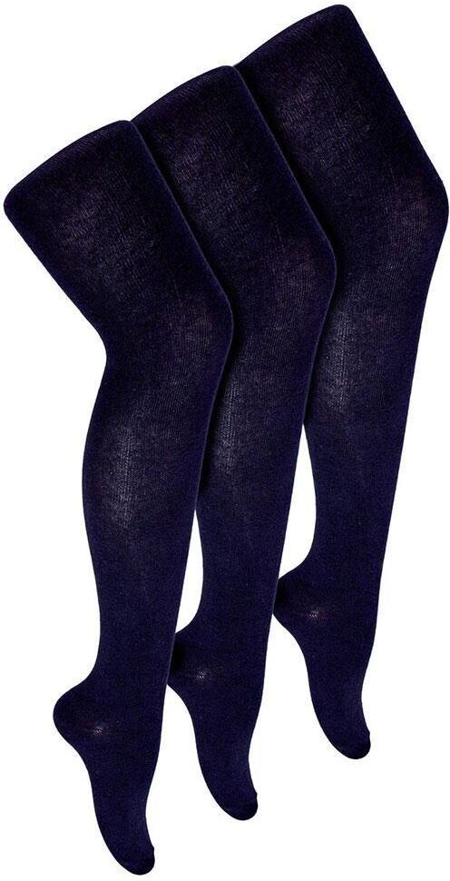 Sock Snob 3 Pair Super Soft Cotton Rich Plain Opaque School Tights