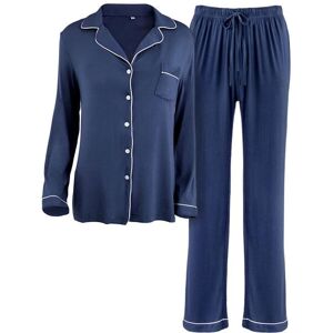 MODISHION Women's Long Sleeve Button Down Pajama Set in Dark Navy Size: 2XL Dark Navy 2XL MODISHION Women's Long Sleeve Button Down Pajama Set in Dark Navy Size: 2XL Dark Navy 2XL