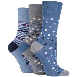 SOCKSHOP Gentle Grip Women's 3 Pair Patterned Bamboo Socks in Mid Blue Size: 4-8 Mid Blue 4-8 SOCKSHOP Gentle Grip Women's 3 Pair Patterned Bamboo Socks in Mid Blue Size: 4-8 Mid Blue 4-8