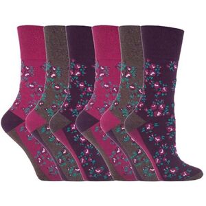 SOCKSHOP Gentle Grip Women's 6 Pack Non Elastic Loose Top Patterned Cotton Rich Socks in Dark Indigo Size: 4-8 Dark Indigo 4-8 SOCKSHOP Gentle Grip Women's 6 Pack Non Elastic Loose Top Patterned Cotton Rich Socks in Dark Indigo Size: 4-8 Dark Indigo 4-8