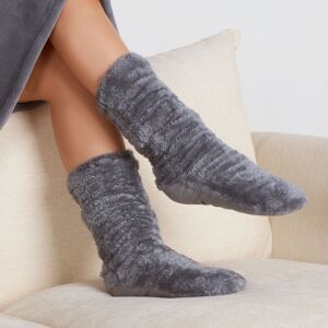 OHS Teddy Fleece Non Slip Sherpa Slipper Lounge Socks in Charcoal Charcoal One Size OHS Teddy Fleece Non Slip Sherpa Slipper Lounge Socks in Charcoal Charcoal One Size