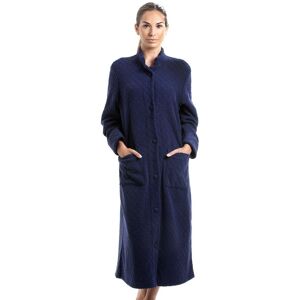 Camille Women's Classic Soft Fleece Jacquard Floral Button Up Housecoat in Navy Size: 12-14 Navy 12-14 Camille Women's Classic Soft Fleece Jacquard Floral Button Up Housecoat in Navy Size: 12-14 Navy 12-14