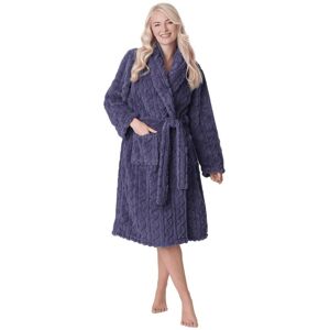 Camille Women's Supersoft Luxury Fleece Jaquard Bathrobe in Grey Size: 10-12 Grey 10-12 Camille Women's Supersoft Luxury Fleece Jaquard Bathrobe in Grey Size: 10-12 Grey 10-12
