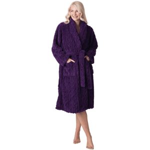 Camille Women's Supersoft Luxury Fleece Jaquard Bathrobe in Purple Size: 14-16 Purple 14-16 Camille Women's Supersoft Luxury Fleece Jaquard Bathrobe in Purple Size: 14-16 Purple 14-16