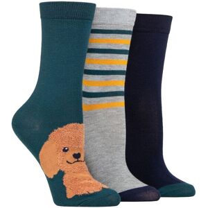 SOCKSHOP Women's 3 Pair Bamboo Feather Socks in Teal Size: 4-8 Teal 4-8 SOCKSHOP Women's 3 Pair Bamboo Feather Socks in Teal Size: 4-8 Teal 4-8