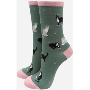 Sock Talk Women's Black & Grey Cats Bamboo Socks - Green Size: 3-7 Green 3-7 Sock Talk Women's Black & Grey Cats Bamboo Socks - Green Size: 3-7 Green 3-7