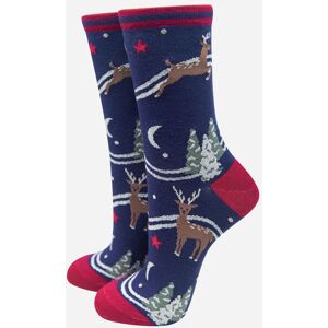 Sock Talk Women's Reindeer Christmas Bamboo Socks - Navy Size: 3-7 Navy 3-7 Sock Talk Women's Reindeer Christmas Bamboo Socks - Navy Size: 3-7 Navy 3-7