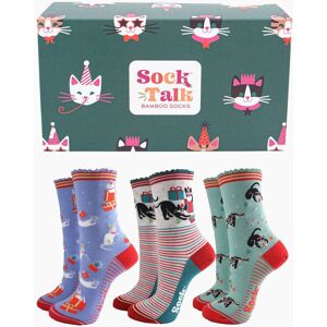 Sock Talk Women's Funny Cats Christmas Bamboo Socks Gift Box Set in Blue Size: 3-7 Blue 3-7 Sock Talk Women's Funny Cats Christmas Bamboo Socks Gift Box Set in Blue Size: 3-7 Blue 3-7