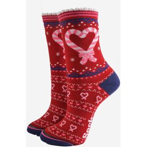 Sock Talk Women's Bamboo Socks - Red/Navy Blue, Candy Cane Hearts in Blue Size: 3-7 Blue 3-7 Sock Talk Women's Bamboo Socks - Red/Navy Blue, Candy Cane Hearts in Blue Size: 3-7 Blue 3-7