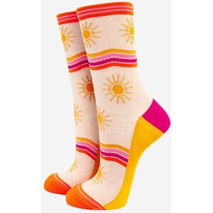 Sock Talk Women's Sunshine & Stripe Bamboo Socks in Cream Size: 3-7 Cream 3-7 Sock Talk Women's Sunshine & Stripe Bamboo Socks in Cream Size: 3-7 Cream 3-7