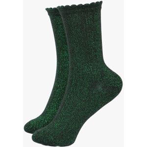 Sock Talk Women's Scalloped Cuff Cotton Glitter Ankle Socks in Dark Green Size: 3-7 Dark Green 3-7 Sock Talk Women's Scalloped Cuff Cotton Glitter Ankle Socks in Dark Green Size: 3-7 Dark Green 3-7