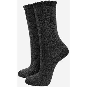 Sock Talk Women's Scalloped Cuff Cotton Glitter Ankle Socks in Metallic Silver Size: 3-7 Metallic Silver 3-7 Sock Talk Women's Scalloped Cuff Cotton Glitter Ankle Socks in Metallic Silver Size: 3-7 Metallic Silver 3-7