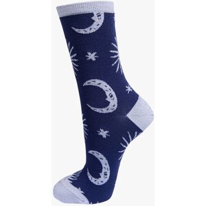 Sock Talk Women's Womens Silver Glitter Socks Moon Star Sparkly Sock Navy Blue Size: 3-7 Blue 3-7 Sock Talk Women's Womens Silver Glitter Socks Moon Star Sparkly Sock Navy Blue Size: 3-7 Blue 3-7