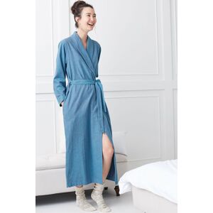 British Boxers Women's "Stornoway" Herringbone Brushed Cotton Dressing Gown in Teal Size: Small Teal S British Boxers Women's "Stornoway" Herringbone Brushed Cotton Dressing Gown in Teal Size: Small Teal S